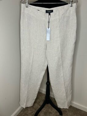 Talbots Beige Linen-Blend Straight Leg Pants